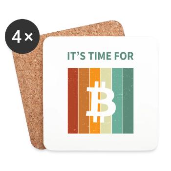 Bitcoin - Dessous de verre (lot de 4) - blanc - Devant