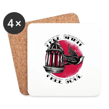 Free Spirit Free Soul Schwalbe Freiheit Peace - Untersetzer (4er-Set) - Weiß - Vorne