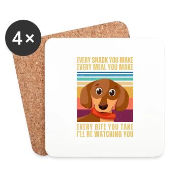 WATCHING DACHSHUND - Coasters (set of 4) - white - Front