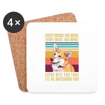 WATCHING CORGI - Coasters (set of 4) - white - Front