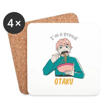 Je suis un fier Otaku Anime & Ramen Designs - Dessous de verre (lot de 4) - blanc - Devant
