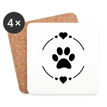 Hund Hunde Dogs Hundepfote Paw - Untersetzer (4er-Set) - Weiß - Vorne