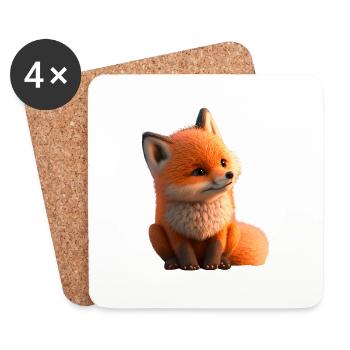 Fuchs sitzend - Untersetzer (4er-Set) - Weiß - Vorne