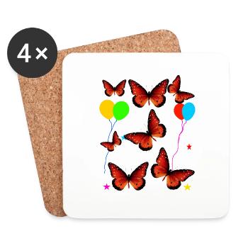 Motif papillon dans l’estomac en cadeau d’amour - Dessous de verre (lot de 4) - blanc - Devant