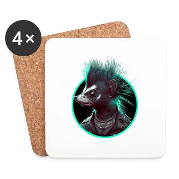Punk Stinktier - Untersetzer (4er-Set) - Weiß - Vorne