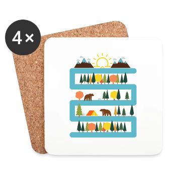 Adventure Travel Hiking Mountain - Coasters (set of 4) - white - Front