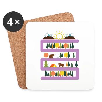 Adventure Travel Hiking Mountain - Coasters (set of 4) - white - Front