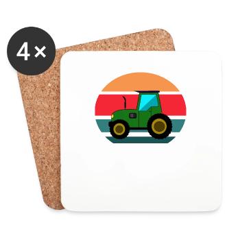 traktor fahrer kinder - Untersetzer (4er-Set) - Weiß - Vorne