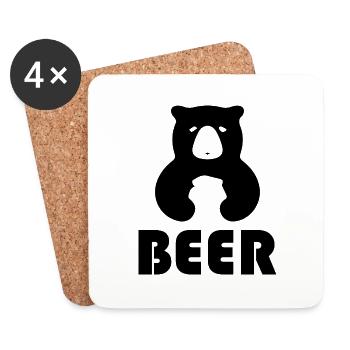 Bier Wein Whiskey Schnaps Alkohol - Untersetzer (4er-Set) - Weiß - Vorne