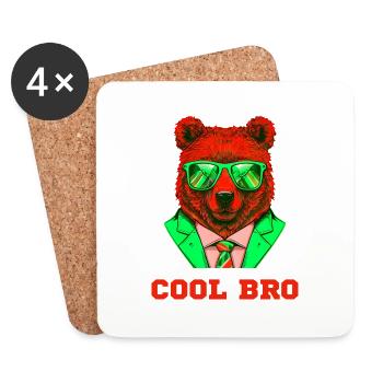 Cool Bro Bear - Coasters (set of 4) - white - Front