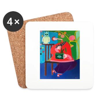 Femme fumait - Dessous de verre (lot de 4) - blanc - Devant