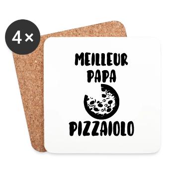 Meilleur papa pizzaiolo - Dessous de verre (lot de 4) - blanc - Devant