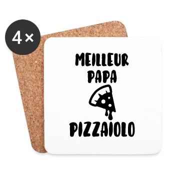 Meilleur papa pizzaiolo - Dessous de verre (lot de 4) - blanc - Devant