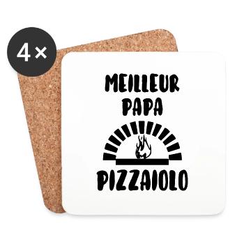 Meilleur papa pizzaiolo - Dessous de verre (lot de 4) - blanc - Devant