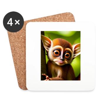 cool drôle mignon tarsier (Tarsiidae) bande dessinée forestière - Dessous de verre (lot de 4) - blanc - Devant
