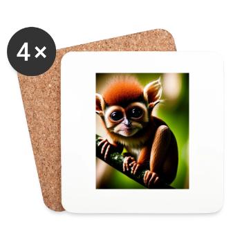 cool drôle mignon tarsier (Tarsiidae) bande dessinée forestière - Dessous de verre (lot de 4) - blanc - Devant