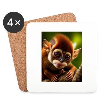 cool drôle mignon tarsier (Tarsiidae) bande dessinée forestière - Dessous de verre (lot de 4) - blanc - Devant
