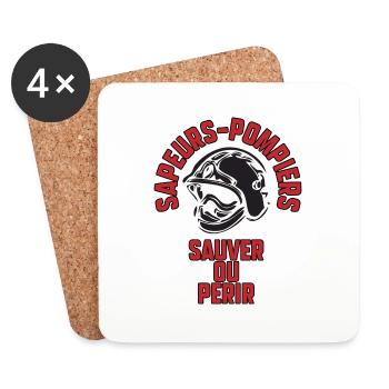 Sapeurs-pompiers sauver ou périr - Dessous de verre (lot de 4) - blanc - Devant
