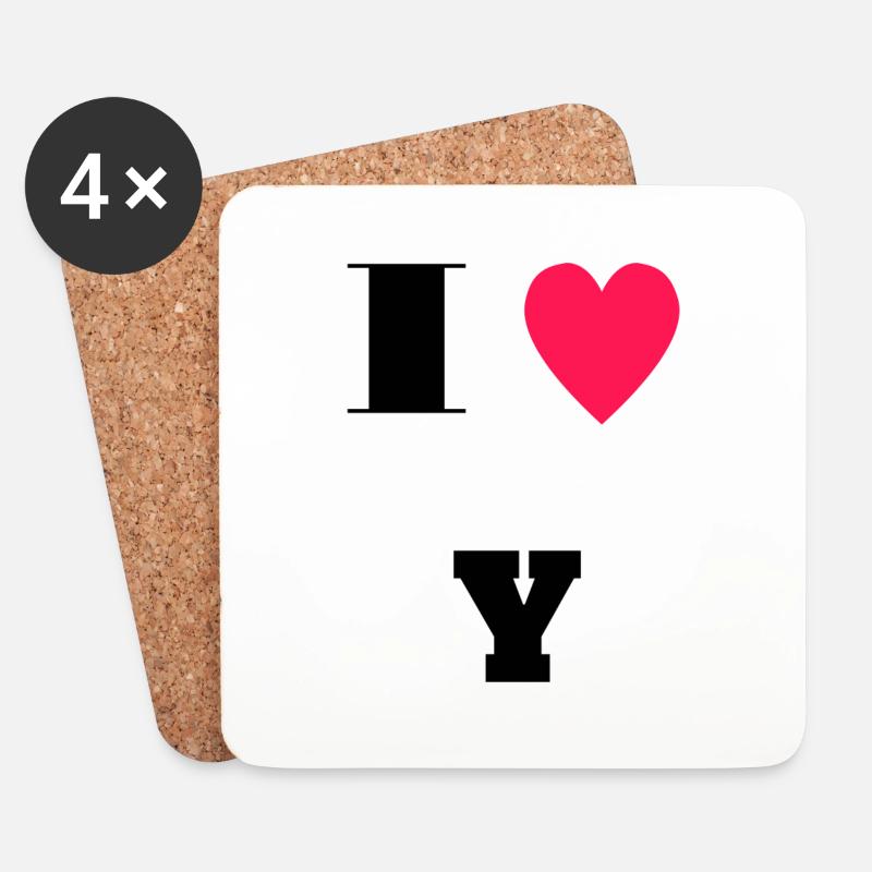 I love Y - Untersetzer (4er-Set) - Weiß
