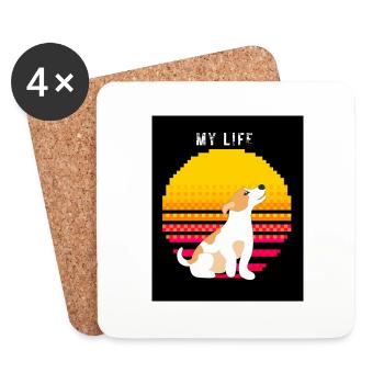my life, cute dog in the sun set - Untersetzer (4er-Set) - Weiß - Vorne