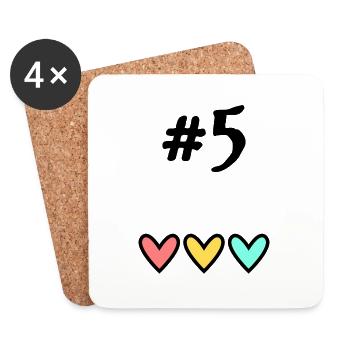5. 5 JAHRE. 5-JÄHRIGES JUBILÄUM. GEBURTSTAG 5 JAHRE. 5 - Untersetzer (4er-Set) - Weiß - Vorne