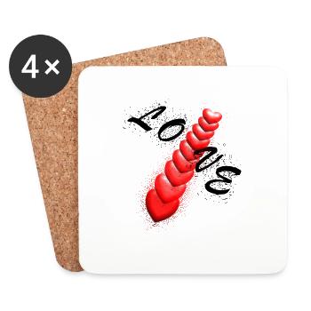 Liebe im Herzen - Untersetzer (4er-Set) - Weiß - Vorne