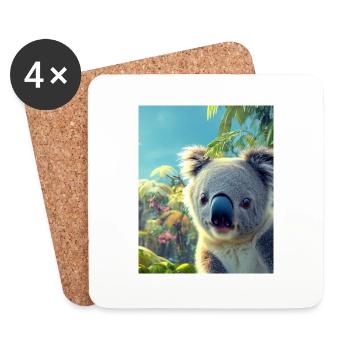 Drawing of a cool Koala in summer - Coasters (set of 4) - white - Front