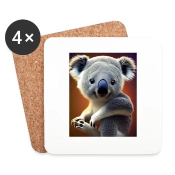 Drawing of a cool Koala in summer - Coasters (set of 4) - white - Front