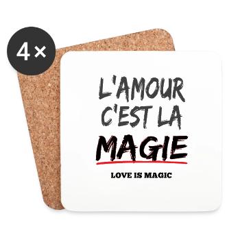 L'amour c'est la magie - expression camerounaise - Dessous de verre (lot de 4) - blanc - Devant