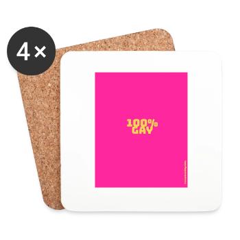 100 % Gay - Untersetzer (4er-Set) - Weiß - Vorne