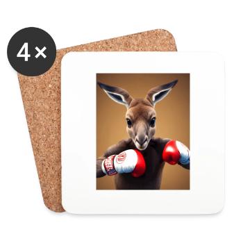boxing kangaroo comic drawing animal australia - Coasters (set of 4) - white - Front