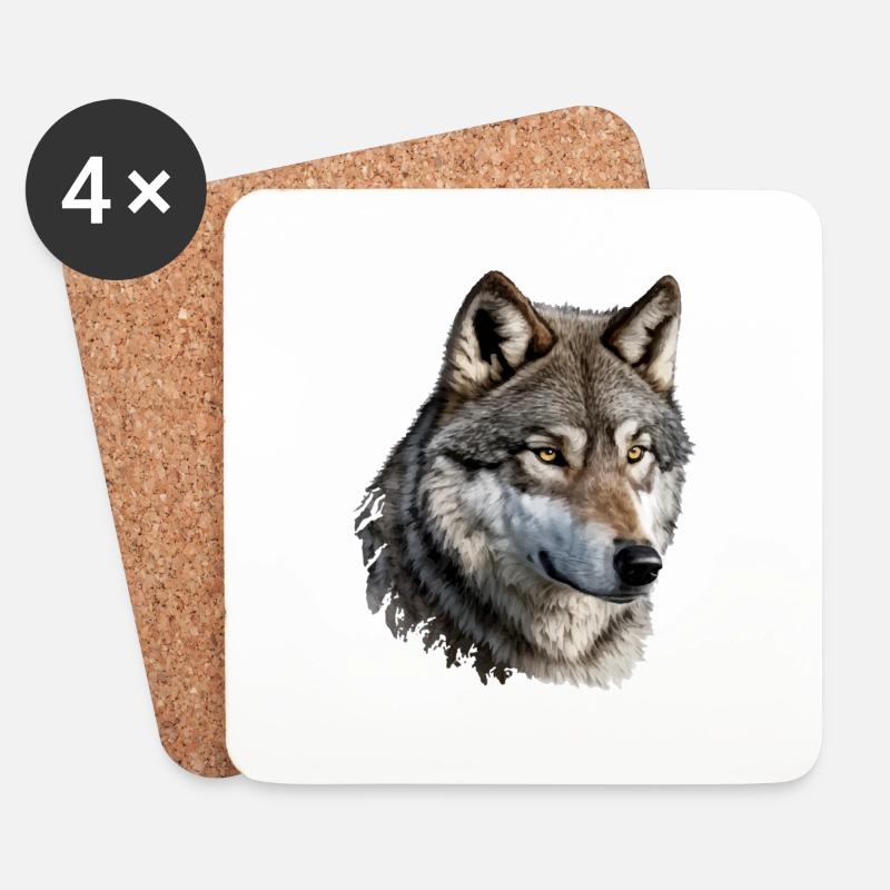Der Wolf - Untersetzer (4er-Set) - Weiß
