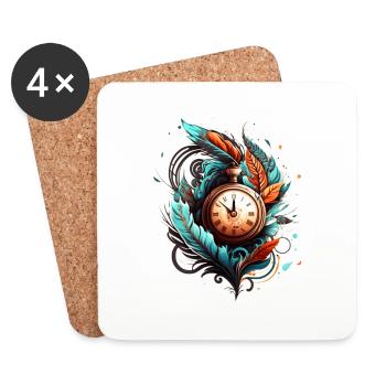 Montre de poche à remontage manuel Voyage dans le passé - Dessous de verre (lot de 4) - blanc - Devant