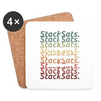 Stack sats Satoshi Symbol retro - Untersetzer (4er-Set) - Weiß - Vorne