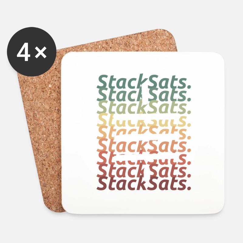 Stack sats Satoshi Symbol retro - Untersetzer (4er-Set) - Weiß