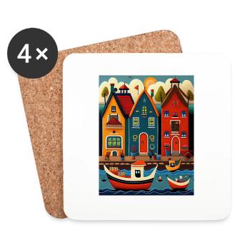 Amsterdam Netherland Art - Coasters (set of 4) - white - Front