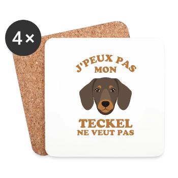 Chien de race teckel 2 - Dessous de verre (lot de 4) - blanc - Devant