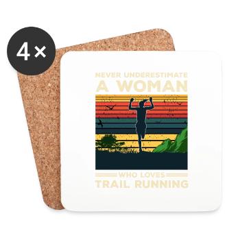 Trail Runner Running Jogging Jogger I Gift - Dessous de verre (lot de 4) - blanc - Devant