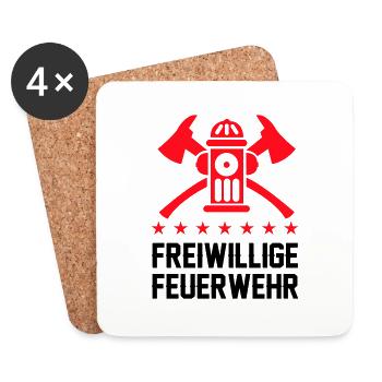 Freiwillige Feuerwehr - Untersetzer (4er-Set) - Weiß - Vorne