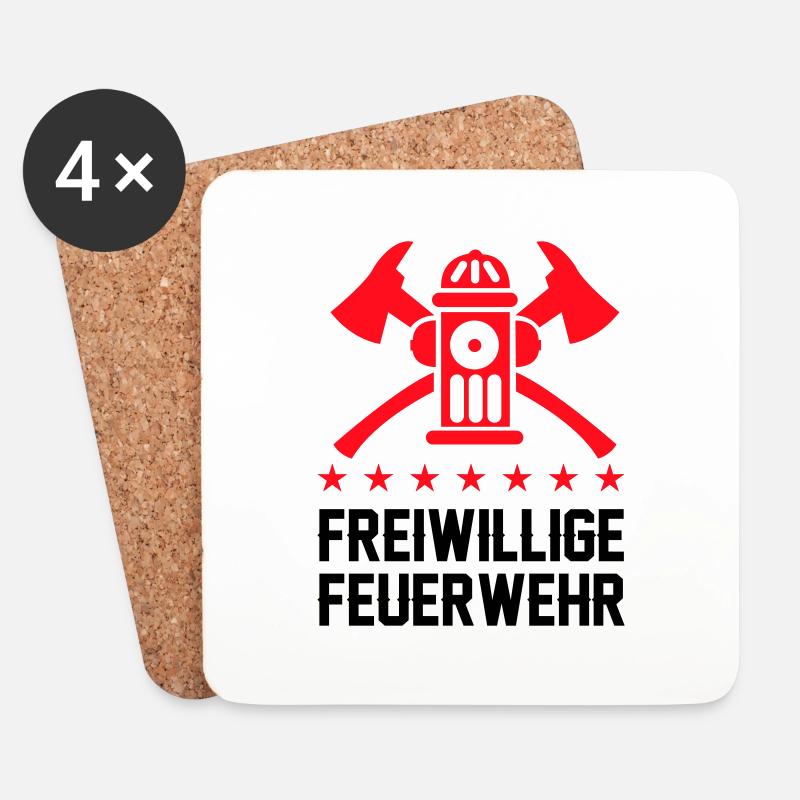 Freiwillige Feuerwehr - Untersetzer (4er-Set) - Weiß
