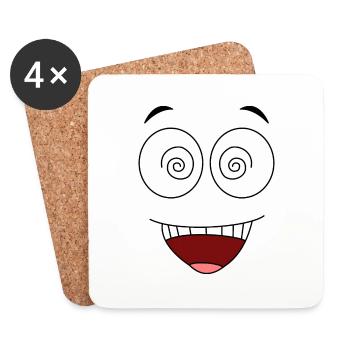 Visage fou - Dessous de verre (lot de 4) - blanc - Devant