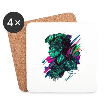Cadeau synthwave de la Saint-Patrick - Dessous de verre (lot de 4) - blanc - Devant