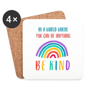 Be kind bunt - Untersetzer (4er-Set) - Weiß - Vorne