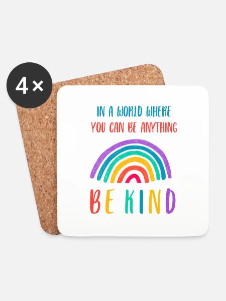 Be kind bunt - Untersetzer (4er-Set) - Weiß