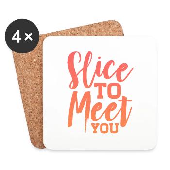 Tranche pour vous rencontrer | Amateurs de pizza - Dessous de verre (lot de 4) - blanc - Devant