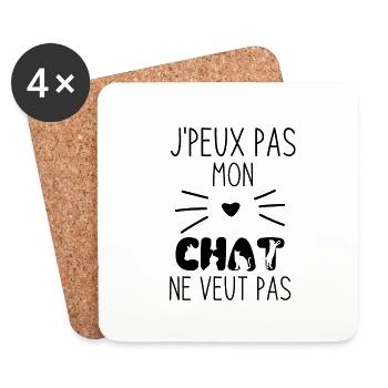 Mon Chat ne veut pas 2 - Dessous de verre (lot de 4) - blanc - Devant