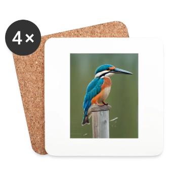 kingfisher on the branch - Coasters (set of 4) - white - Front