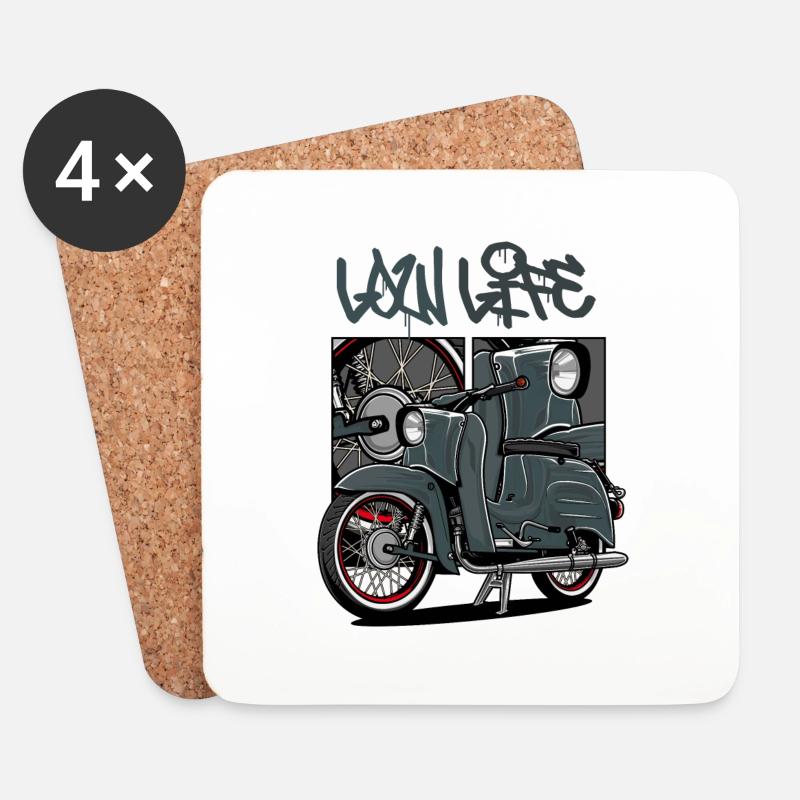 Schwalbe (grau / LowLife) // Illustration - Untersetzer (4er-Set) - Weiß