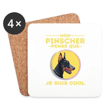Chine de race PINSCHER 2 - Dessous de verre (lot de 4) - blanc - Devant