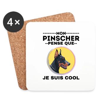 Chien de race PINSCHER 1 - Dessous de verre (lot de 4) - blanc - Devant
